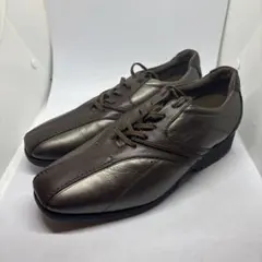 美品 アシックス スニーカー レザー 革靴 ウォーキング 茶色　24.0cm