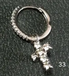 ジルコニアフープピアス33　クロスピアス　十字架ピアス　アメカジ　パンク　韓国