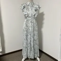 rienda ダブルフリルプリーツシャツワンピース　 花柄　 ロングワンピース