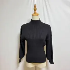 ゴージ リブニット ハイネック セーター 黒 F