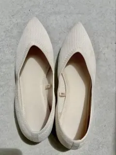 GU ウォッシャブルニットフラットシューズ オフホワイト 23.0cm