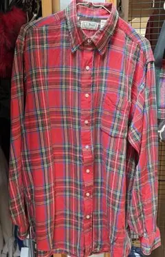 L.L.Bean タータンチェックシャツ　L〜XL 赤　LLビーン