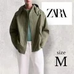 ZARA ザラ　メンズ　マウンテンパーカー　2way フード　カーキ　防寒