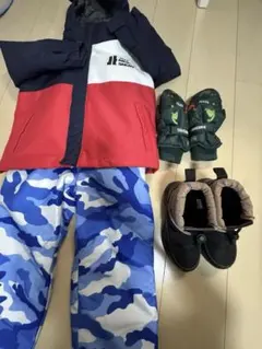 キッズ スキーウェア 120 男の子 3点セット（手袋・スノーブーツ付き）美品