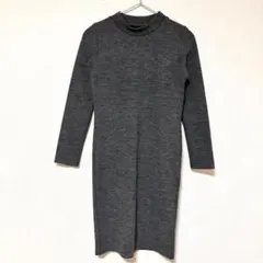 M.deux✨良品　ニットワンピース　タイト　無地　グレー　シンプル　秋のサムネイル