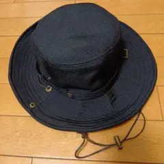 ブラック アウトドアハット サファリハット 紐付き