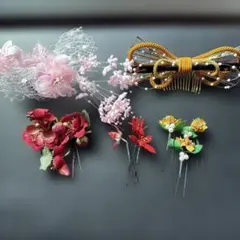 和装髪飾りセット 花モチーフ
