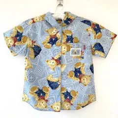 ピンクハウス　フード付きシャツ　半袖シャツ　ブラウス　バンダナくま柄　水色のサムネイル