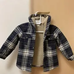 ネイビー系チェック ボア裏地ジャケット24ヶ月