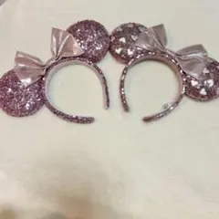 終売品】ディズニー ミニー 紫とピンク 水玉模様 イヤリング付