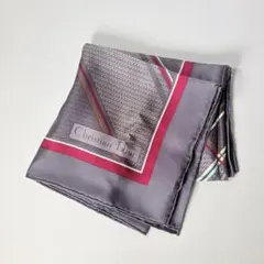 美品Christian Dior トロッター シルクスカーフ グレー ストライプ