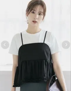 新品　coca ホイップフリルキャミトップス （Black）