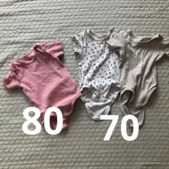 H&M【70】ベビー肌着 ロンパース 半袖下着2枚とお洋服1枚のセット