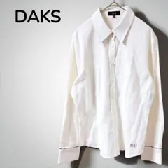 【ダックスDaks】レディース　長袖シャツ　ロゴ刺繍　大きいサイズ　ホワイトのサムネイル