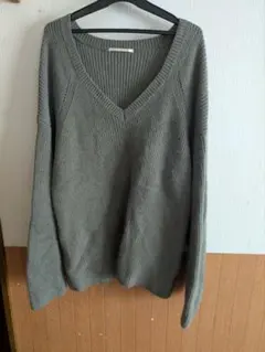 Urban Research Vネック リブニット カーキ