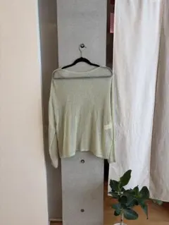 薄いグリーン リブ編み 長袖ニット　水着　夏