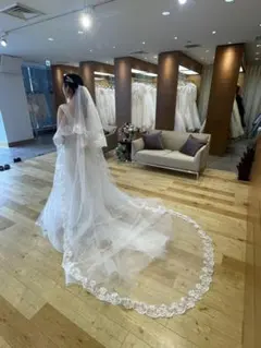 ホワイト レースエッジ ウェディングベール