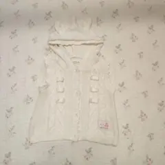 クーラクール　ホワイト　ニットベスト うさみみ 90cm