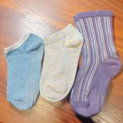 靴下3足セット　カラー　スニーカーソックス　ストライプ　ボーダー　カラフル