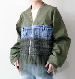 デニム×チュールブルゾン　MICALLE MICALLE YAMADAYA 同型 デニム×チュールブルゾン MICALLE MICALLE YAMADAYA 同型 - メルカリ