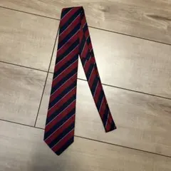 【美品】バーバリー ネクタイ ストライプ レッド×ネイビー 英国製のサムネイル