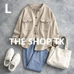 n399【THE SHOP TK】バンドカラー長袖シャツ 秋冬 カジュアル