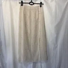 ロートレアモン シースルースカート 刺繍 アイボリー ロングスカート
