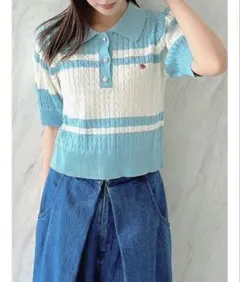 dazzlin 【POLO BCS コラボ】ケーブルポロニットトップスのサムネイル