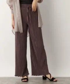 GLOBAL WORK 楽シャレプリーツイージーパンツ ブラウン