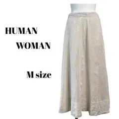 HUMAN WOMAN 高級リネン ロングフレアスカート ベージュ Mサイズのサムネイル