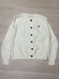 クリーム色 ボタン付きカーディガン