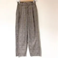 【セポ】グレンチェックワイドパンツ カジュアル チェック柄 後ろウエストゴム