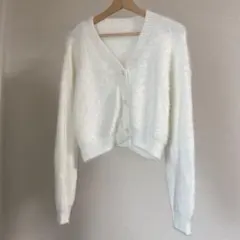 カーディガン　ガーデ　ニット　白　ホワイト　SHEN