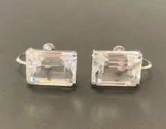 銀製　クリスタル　イヤリング　美品