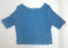 【即日発送】mystic 半袖チビカーディガン ブルー