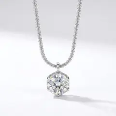 モアサナイト1ct シルバー925 ネックレス プラチナ仕上げ シルバーホワイト