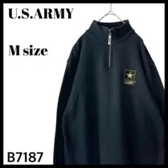 古着 米軍 陸軍 U.S. ARMY ミニタリー ハーフジップスウェット 黒 Mのサムネイル