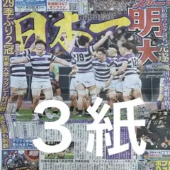 全国大学ラグビー　明大　日本一　1/12付スポーツ新聞３紙セット