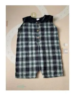 Cottoli セーラー襟　チェック柄ロンパース　80cm