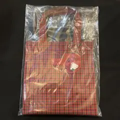 ファミリア　トートバッグ　小　赤　ギンガムチェック