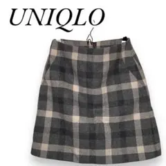 ユニクロ　UNIQLO　ウールブレンド　チェック　ミニスカート