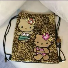【新品】ハローキティ　リュック　ナップサック　ヒョウ柄　日焼けキティ