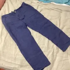 無印良品　XL リネン100% アンクル丈パンツ　紺系のサムネイル