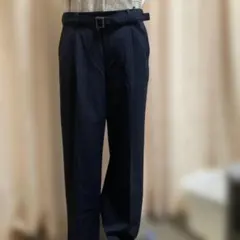 ネイビー ストライプ スラックス ベルト付き