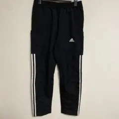 adidas 黒 ポリ100% ランニングパンツ 3本ライン Mレディース