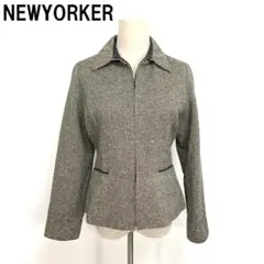 A7561 ニューヨーカー ジャケット ウール シルク ジップアップ 茶色 ９