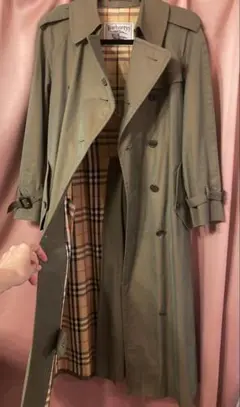 バーバリーズ トレンチコート ノバチェック ベルト付 L 白タグ 玉虫色