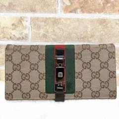 GUCCI ジャッキー GGキャンバス 長財布 シェリーライン ブラウンのサムネイル