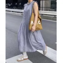 somom&co ワンピース　リネン　チェック柄