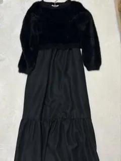 ニット付き キャミワンピース 黒